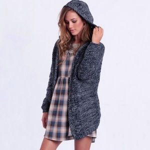 MINKPINK Direct Hit Navy Hooded Sweater Cardigan